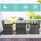 3-Piece Outdoor Rattan Patio Set Steel Frame Table 2 Chairs With Cushions Brown